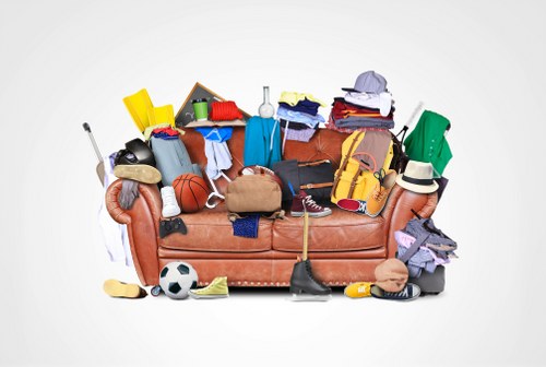 Cluttered garage before clearance process